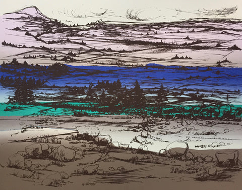 Brown, Purple, Teal, Blue Landscape